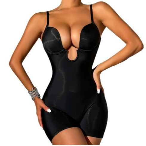 Pantalon taille haute effet fessier et corset une pièce