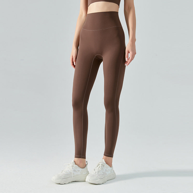 Leggings fitness taille haute, effet ventre plat, doux double face