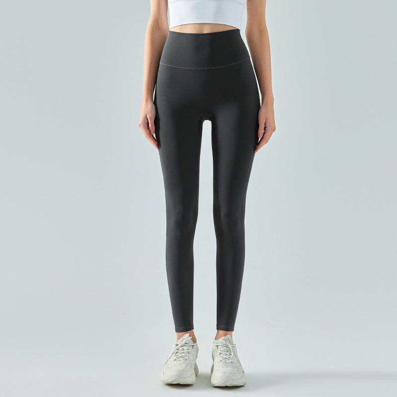 Leggings fitness taille haute, effet ventre plat, doux double face