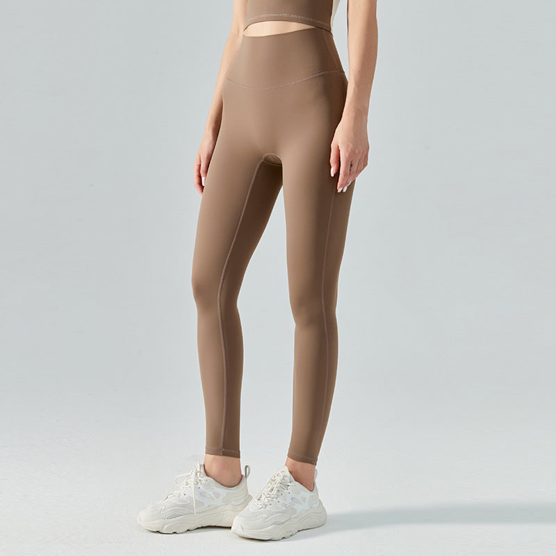 Leggings fitness taille haute, effet ventre plat, doux double face