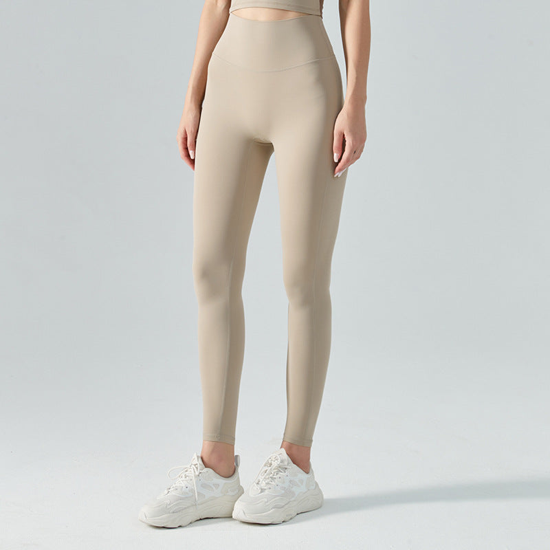 Leggings fitness taille haute, effet ventre plat, doux double face